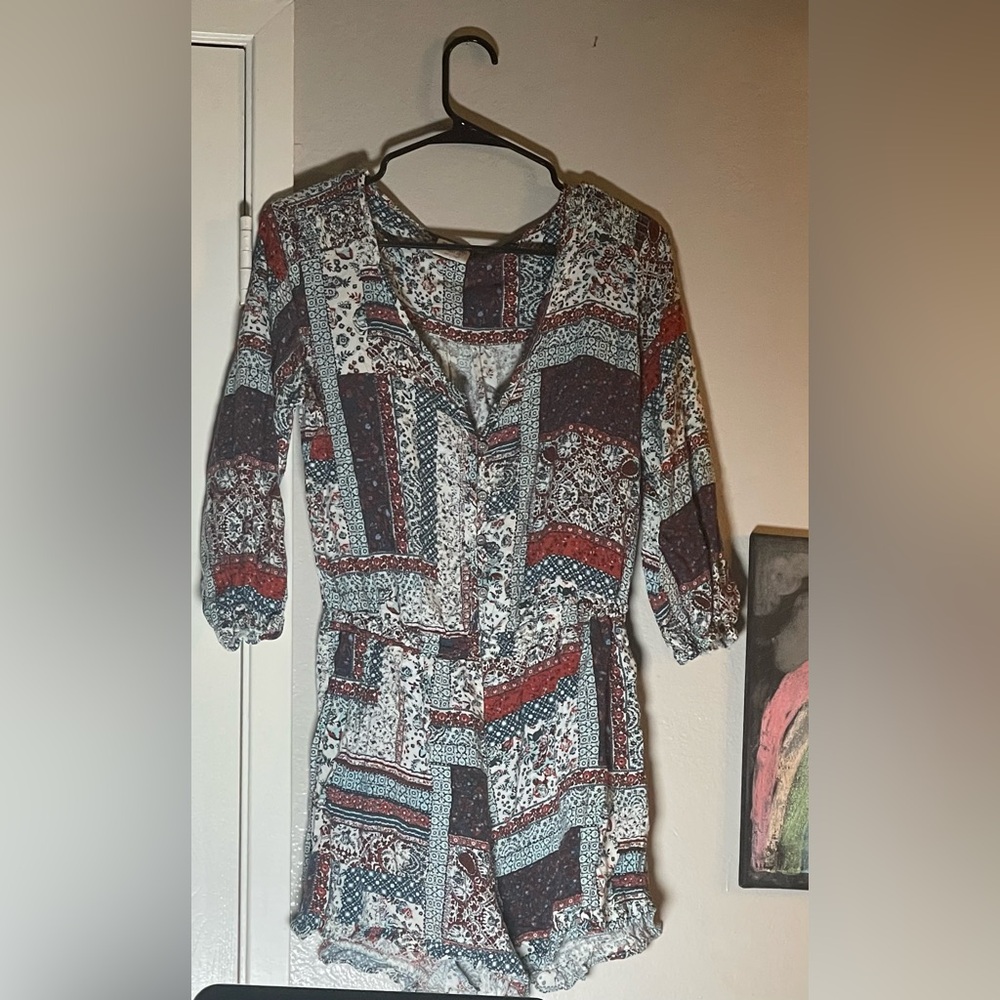 Mossimo Supply Co. Multicolor Patchwork Romper - image 2